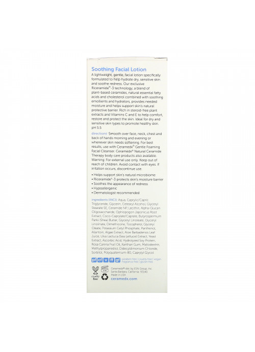 Ceramedx, Soothing Facial Lotion, Fragrance Free, 4 fl oz (118 ml)