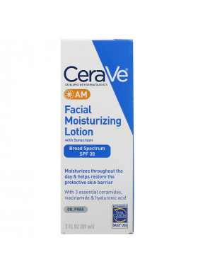 CeraVe, AM Facial Moisturizing Lotion with Sunscreen, SPF 30, 3 fl oz (89 ml)