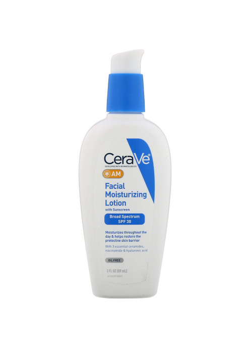 CeraVe, AM Facial Moisturizing Lotion with Sunscreen, SPF 30, 3 fl oz (89 ml)