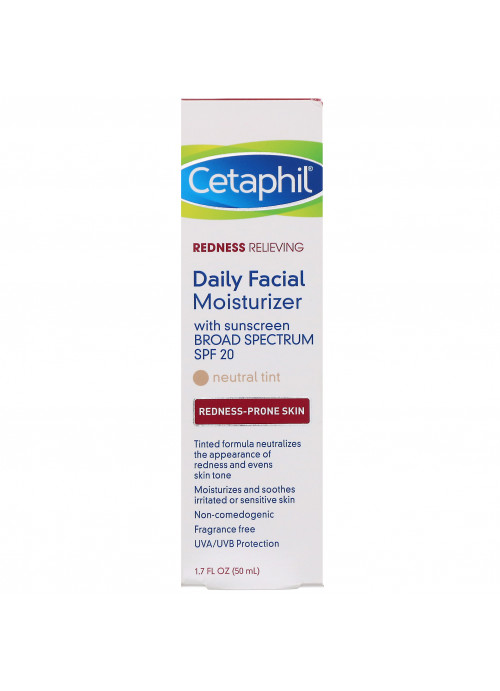 Cetaphil, Redness Relieving, Daily Facial Moisturizer, SPF 20, Neutral Tint, 1.7 fl oz (50 ml)
