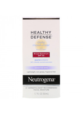 Neutrogena, Healthy Defense, Daily Moisturizer with Sunscreen, Broad Spectrum SPF 50, Sensitive Skin, 1.7 fl oz (50 ml)