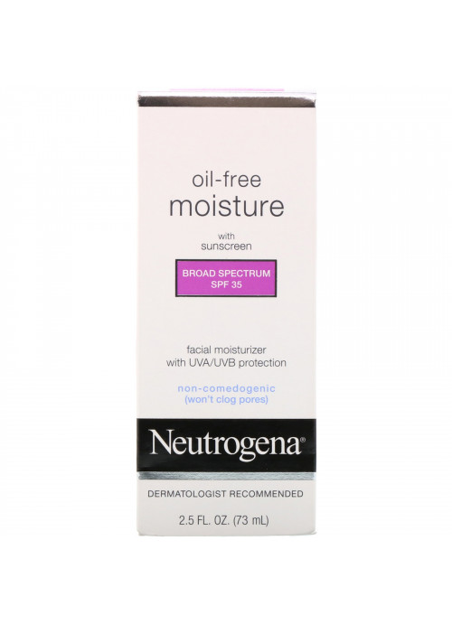 Neutrogena, Oil Free Moisture, Facial Moisturizer with UVA/UVB Protection, Broad Spectrum SPF 35, 2.5 fl oz (73 ml)