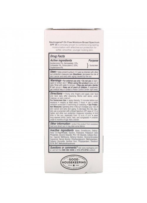 Neutrogena, Oil Free Moisture, Facial Moisturizer with UVA/UVB Protection, Broad Spectrum SPF 35, 2.5 fl oz (73 ml)