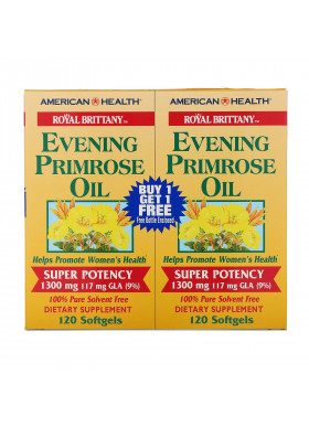 American Health, Royal Brittany, Evening Primrose Oil, 1300 mg, 2 Bottles, 120 Softgels Each