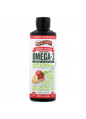 Barlean's, Seriously Delicious, Omega-3 from Flax Oil, Strawberry Banana Smoothie, 16 oz (454 g)