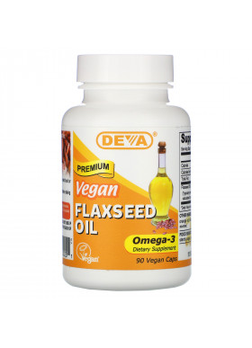 Deva, Premium Vegan Flaxseed Oil, 90 Vegan Caps