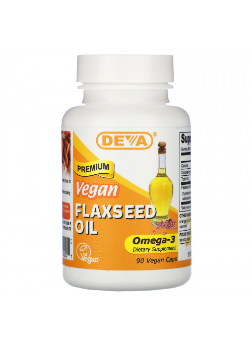 Deva, Premium Vegan Flaxseed Oil, 90 Vegan Caps
