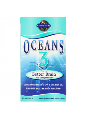 Garden of Life, Oceans 3, Better Brain with OmegaXanthin, 90 Softgels