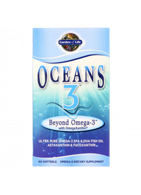 Garden of Life, Oceans 3, Beyond Omega-3 with OmegaXanthin, 60 Softgels