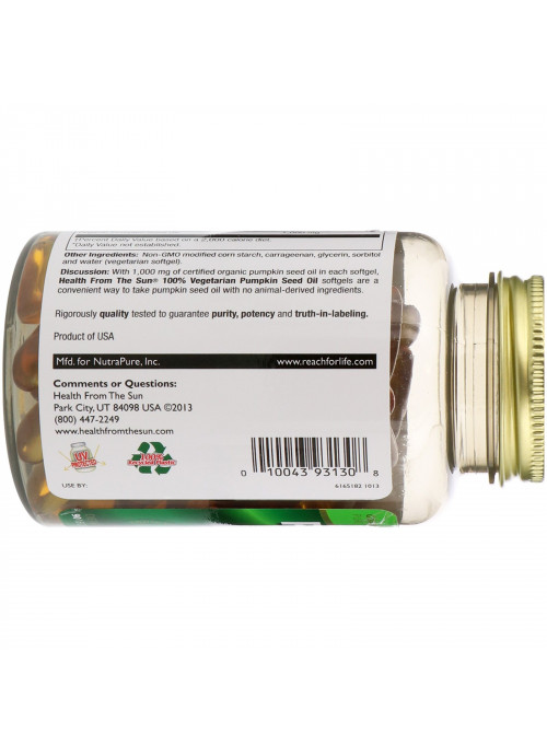 Health From The Sun, Pumpkin Seed Oil, 90 Vegetarian Softgels