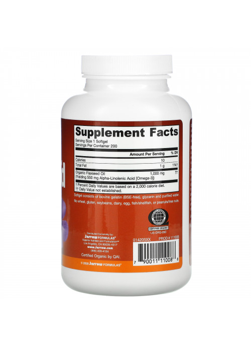 Jarrow Formulas, Flaxseed Oil, 1,000 mg, 200 Softgels
