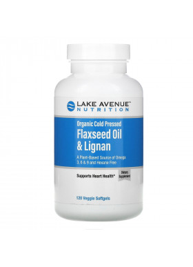 Lake Avenue Nutrition, Organic Cold Pressed Flaxseed Oil & Lignan, Hexane Free, 120 Veggie Softgels