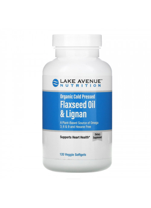 Lake Avenue Nutrition, Organic Cold Pressed Flaxseed Oil & Lignan, Hexane Free, 120 Veggie Softgels