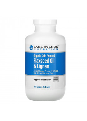 Lake Avenue Nutrition, Organic Cold Pressed Flaxseed Oil & Lignan, Hexane Free, 360 Veggie Softgels