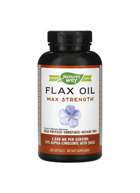 Nature's Way, Flax Oil, Max Strength, 2,600 mg, 200 Softgels