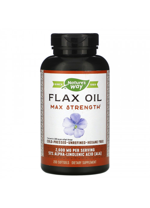 Nature's Way, Flax Oil, Max Strength, 2,600 mg, 200 Softgels