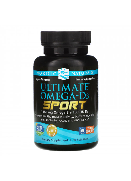 Nordic Naturals, Ultimate Omega-D3 Sport, 1,000 mg, 60 Soft Gels