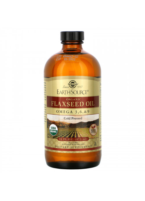 Solgar, Earth Source, Organic Flaxseed Oil, 16 fl oz (473 ml)