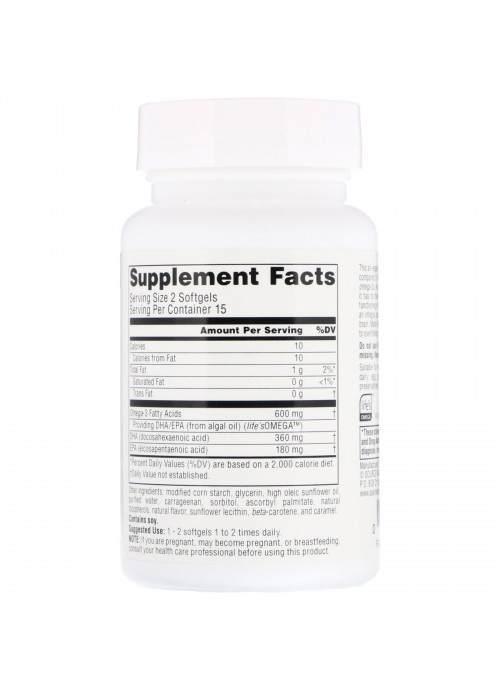 Source Naturals, Vegan Omega-3s Non-Fish EPA-DHA, 300 mg, 30 Vegan Softgels