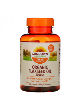 Sundown Naturals, Organic Flaxseed Oil, 1,000 mg, 100 Softgels