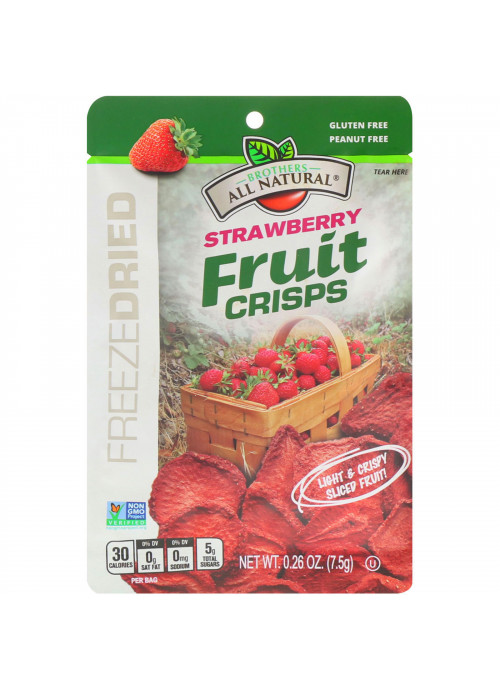 Brothers-All-Natural, Freeze Dried - Fruit Crisps, Strawberry , 12 Single-Serve Bags, 3.17 oz (90 g)