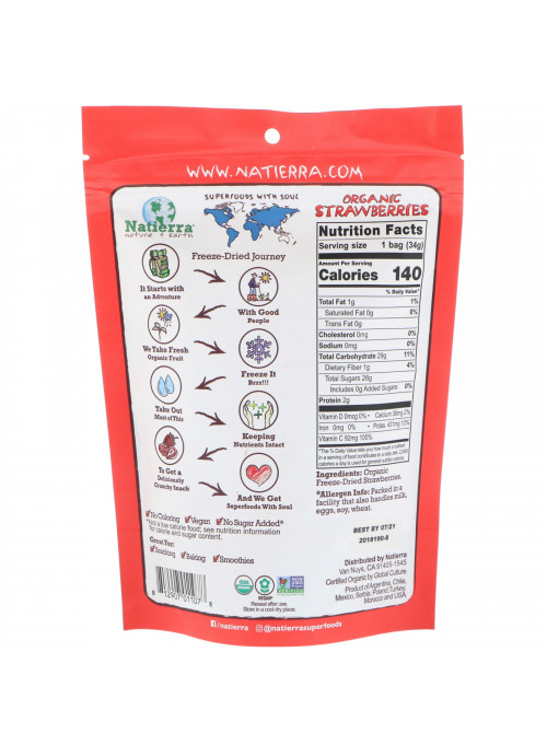 Natierra, Organic Freeze-Dried, Strawberries, 1.2 oz (34 g)