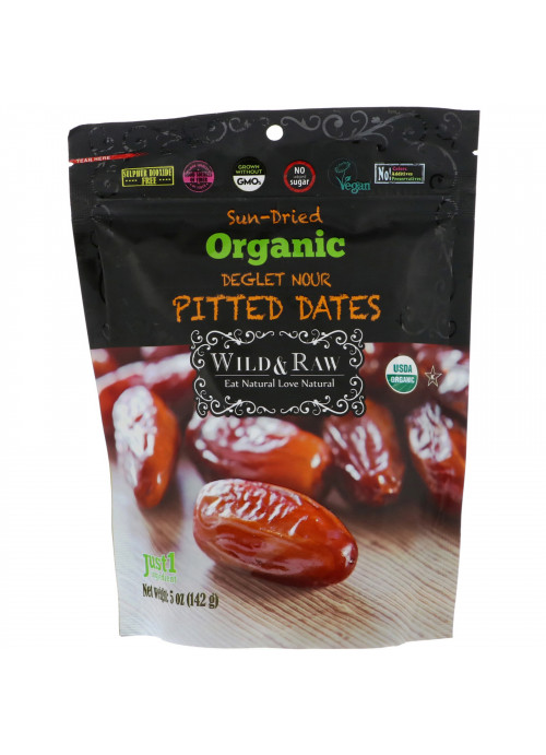 Nature's Wild Organic, Wild & Raw, Sun-Dried, Organic Deglet Noor Pitted Dates, 5 oz (142 g)