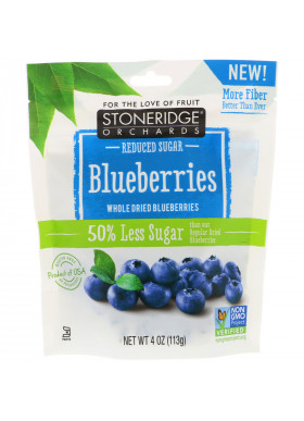 Stoneridge Orchards, Blueberries, Whole Dried Blueberries, Reduced Sugar, 4 oz (113 g)