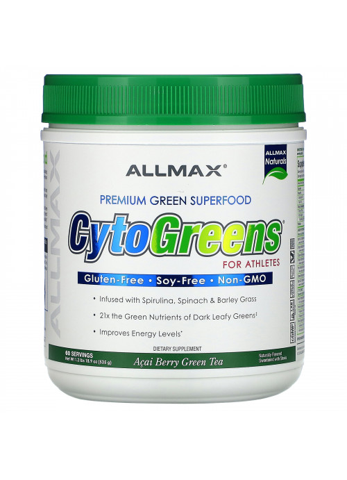 ALLMAX Nutrition, CytoGreens, Premium Green Superfood for Athletes, Acai Berry Green Tea, 1.2 lbs (535 g)