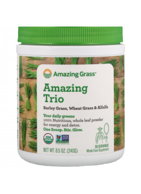 Amazing Grass, Amazing Trio, Barley Grass, Wheat Grass & Alfalfa, 8.5 oz (240 g)