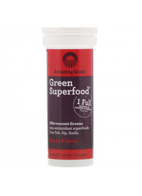 Amazing Grass, Green Superfood, Effervescent Greens, Berry Flavor, 10 Tablets