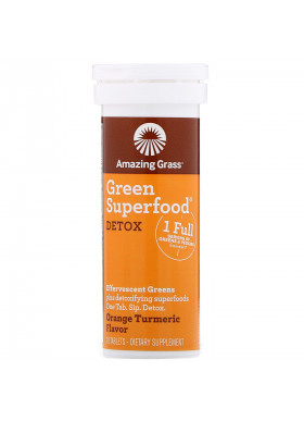 Amazing Grass, Green Superfood, Effervescent Greens Detox, Orange Turmeric Flavor, 10 Tablets