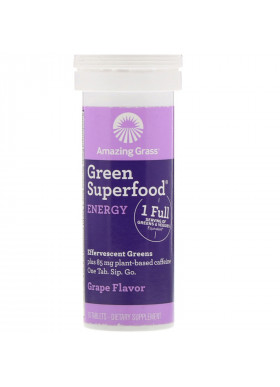 Amazing Grass, Green Superfood, Effervescent Greens Energy, Grape, 10 Tablets