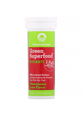 Amazing Grass, Green Superfood, Effervescent Greens Hydrate, Watermelon Lime Flavor, 10 Tablets