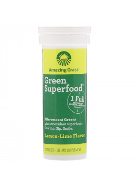 Amazing Grass, Green Superfood, Effervescent Greens, Lemon-Lime, 10 Tablets