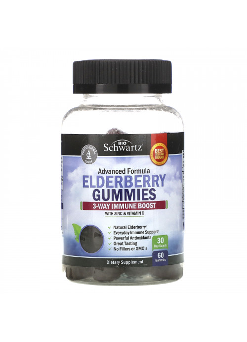 BioSchwartz, Advanced Formula Elderberry Gummies with Zinc & Vitamin C, 60 Gummies