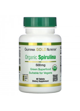 California Gold Nutrition, Organic Spirulina, USDA Organic, 500 mg, 60 Tablets