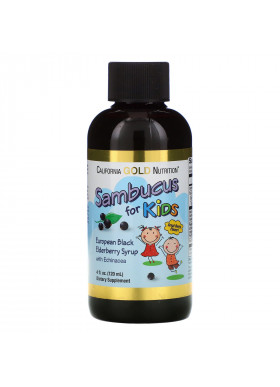 California Gold Nutrition, Sambucus for Kids, European Black Elderberry Syrup with Echinacea, 4 fl oz (120 ml)