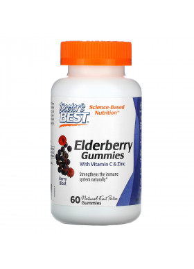 Doctor's Best, Elderberry Gummies with Vitamin C & Zinc, Berry Blast, 60 Gummies