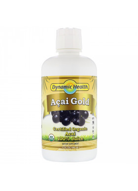 Dynamic Health  Laboratories, Certified Organic Acai Gold, 100% Juice, 32 fl oz (946 ml)