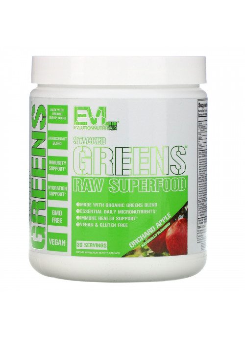 EVLution Nutrition, Stacked Greens Raw Superfood, Orchard Apple, 5.7 oz (162 g)