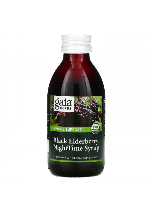 Gaia Herbs, Black Elderberry NightTime Syrup, 5.4 fl oz (160 ml)