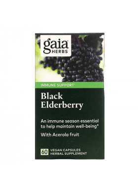 Gaia Herbs, Black Elderberry with Acerola Fruit, 60 Vegan Capsules