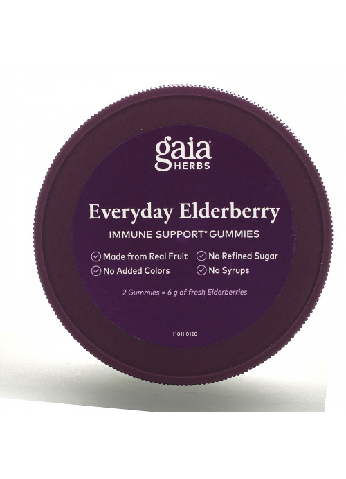 Gaia Herbs, Everyday Elderberry  Immune Support Gummies, 80 Vegan Gummies