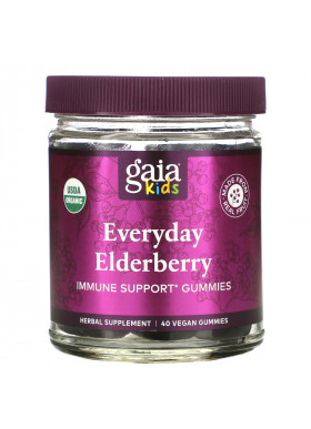 Gaia Herbs, Kids, Everyday Elderberry Immune Support Gummies, 40 Vegan Gummies