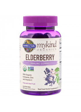 Garden of Life, MyKind Organics, Elderberry, Immune Gummy, 120 Vegan Gummy Drops