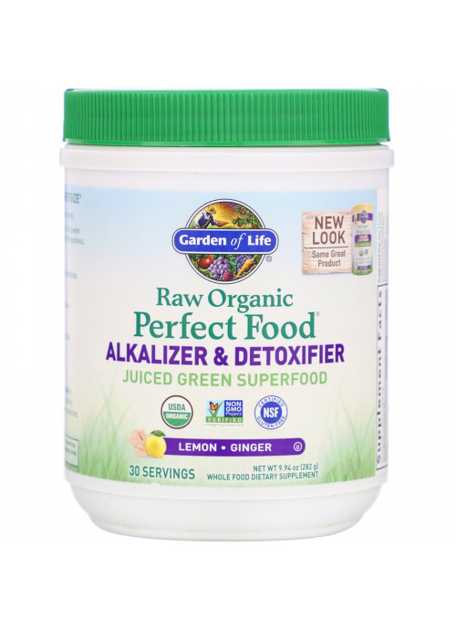 Garden of Life, RAW Organic, Perfect Food, Alkalizer & Detoxifier, Lemon-Ginger, 9.94 oz (282 g)