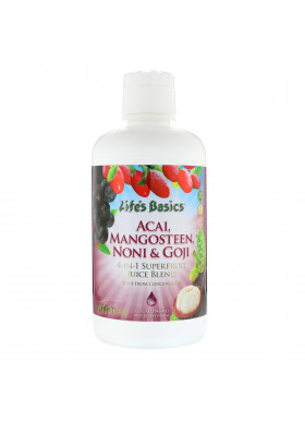 LifeTime Vitamins, Life's Basics, 4-In-1 Superfruit Juice Blend, Acai, Mangosteen, Noni & Goji, 32 fl oz (946 ml)