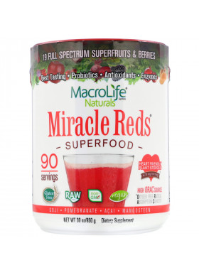 Macrolife Naturals, Miracle Reds, Superfood, Goji- Pomegranate- Acai- Mangosteen, 1.9 lbs (850 g)