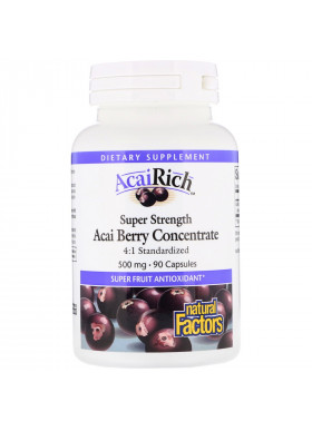 Natural Factors, AcaiRich, Acai Berry Concentrate, Super Strength, 500 mg, 90 Capsules